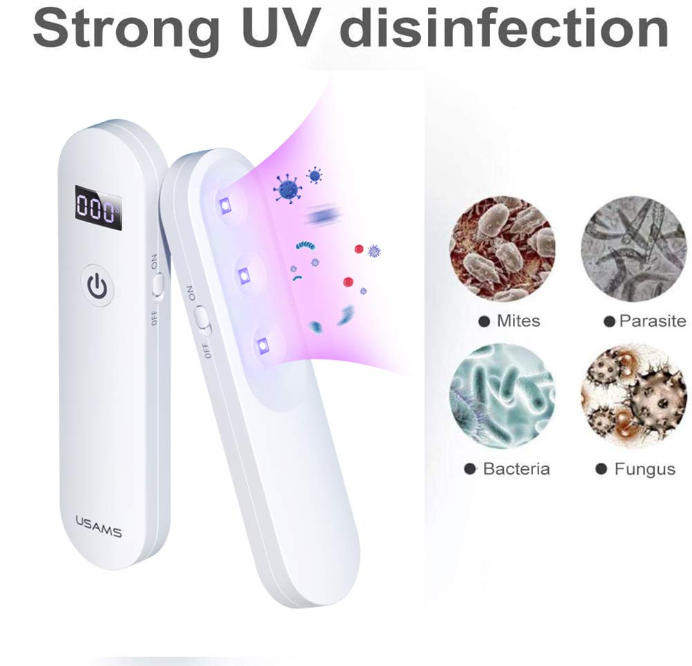Min germicida Luce UV con Display Digitale, disinfezione della Luce LED Portatile purificatore d'Aria Lampada USB Ricaricabile per Viaggio Hotel Domestica Ufficio
