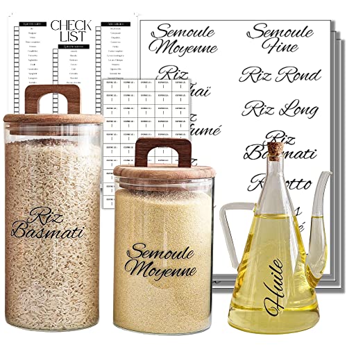 DarZRK Étiquettes garde-manger Français pour bocaux, autocollantes transfert, pré-imprimées