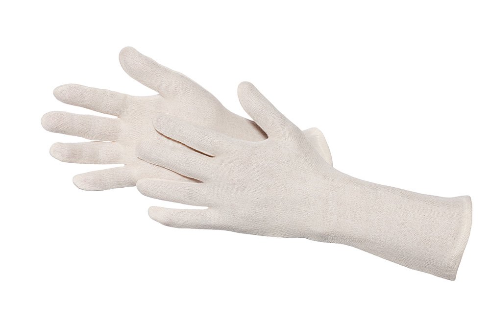 JAH Lightweight Cotton Gloves - fine Tactile Feel for Quality Control Assembly & Packaging, Natural, Größe 10, 35 cm lang