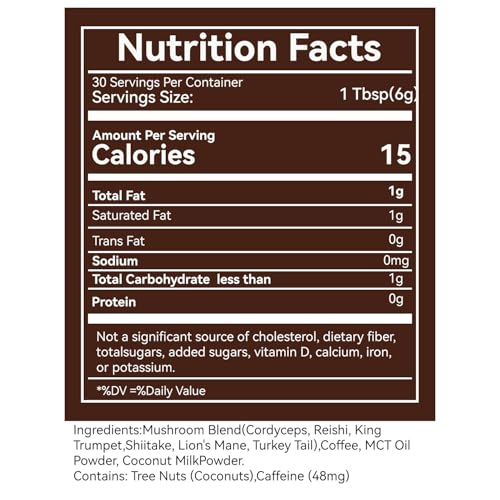 180g/3Pack, Superfood Organic Performance Mushroom Coffee Blend with Cordyceps, Memory and Immunity