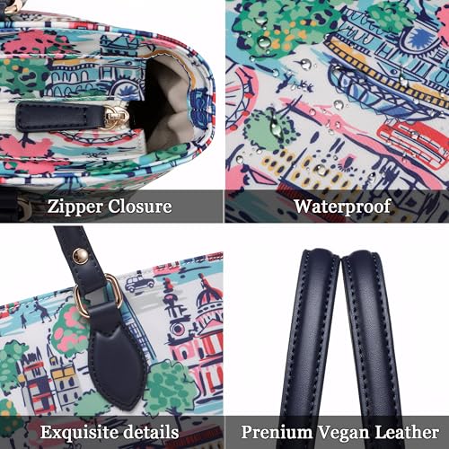 Image of Tote bags for women, tote purse, nylon tote bag, with zipper and pockets, waterproof