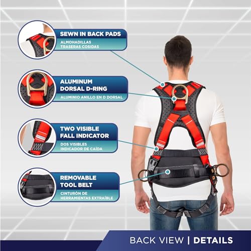 Image of Palmer Safety Hammerhead 5pt Safety Harness Back Padded, QCB Chest, Tongue Buckel Legs Straps, Back & Side D-Rings