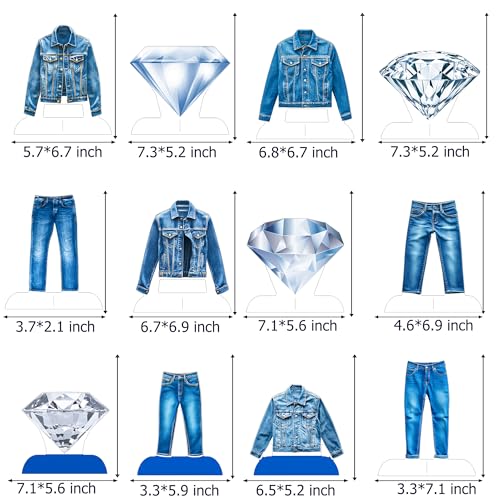 Image of 12Pcs Denim and Diamonds Party Honeycomb Centerpieces Denim and Diamonds Birthday Party Supplies Denim Themed Table Centerpieces Jeans Table Decorations for Bachelor Bridal Shower Party Decor