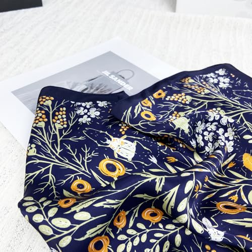 100% Mulberry Silk Scarf 21"x21" Lightweight Digital Small Square HeadScarf for Women,Bandana Neckerchief Fashion4