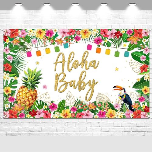 Avezano Aloha Baby Shower Backdrop Summer Hawaiian Baby Shower Party