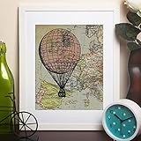 Nacnic Pink Globe Poster in Europa. Blätter von aerostatischen Ballons. Design mit Bildern von Ballons. A4-Größe mit Rahmen