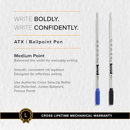 Image of Cross ATX Luxury Basalt Black Rollerball Pen with Modern Chrome Trim - Medium Point, Smooth Ink, Presented in Premium Gift Box
