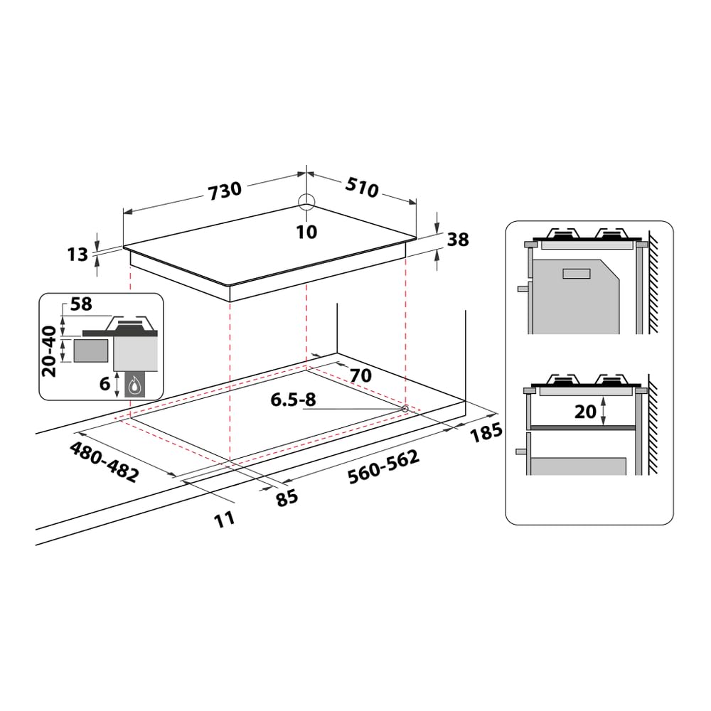 Piano cottura a gas Hotpoint: 5 fuochi, - PPH 75G DF/IX