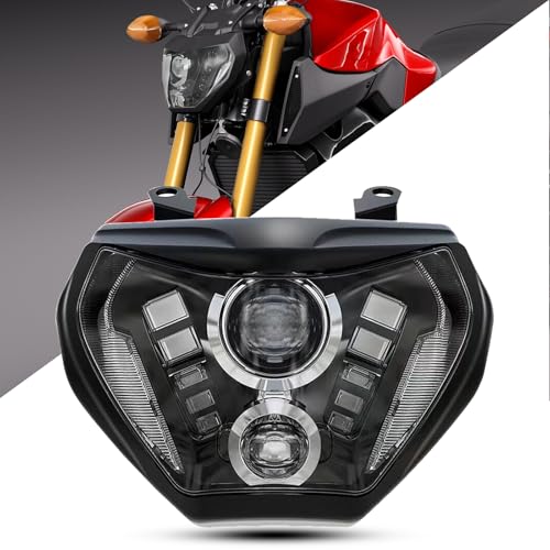 bamotoop 92 W Moto LED Faro Omologato E con Luce di marcia diurna Faro per Yamaha MT 09 FZ 09 2014-2016