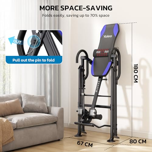 Image of YOLEO Gravity Inversion Table for Back Pain Relief 2026 New Inversion Table w /Heat and Massage Lumbar pad Back Stretcher Machine 300 lbs