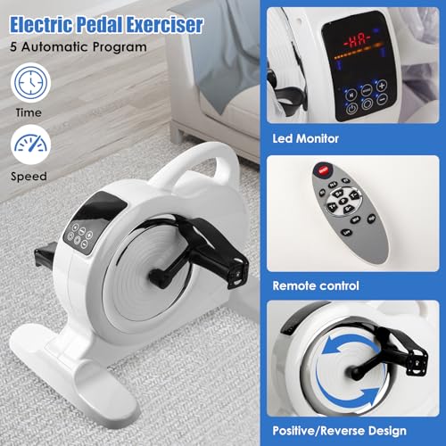 Image of Bed Exercise Equipment for Elderly - Bed Bike with Electric Pedal Exerciser for Seniors & Limited Mobility: Auto Leg Exercise, Improves Circulation & Mobility, Arm & Leg Workout