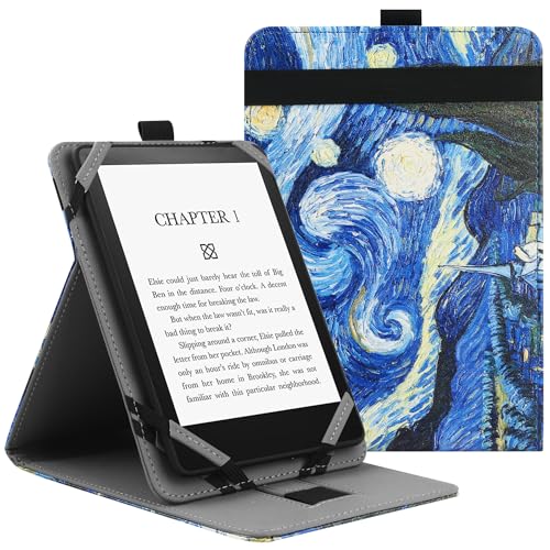 VOVIPO Custodia universale per 6 '6.8' 7'Kindle Paperwhite/colorsoft eReaders,Stand Cover con cinturino compatibile con Kindle/Kobo/Tolino/Pocketbook/Sony 6-6.8-7 pollici ebook readers-Starry Sky