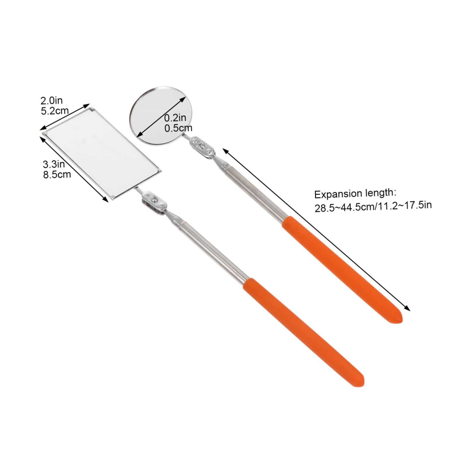 CIYODO 2pcs Vehicle Inspection Mirror Mirrors Telescoping Lighted Inspection Stick on Mirror Inspection Mirror with Light Auto Inspection Mirror Automotive Mirror Tool Car Stainless Steel