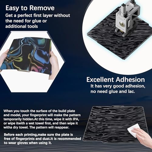Image of JUUPINE 257x257mm Water Ripples+Silk Textured Build Plate for Bambu Lab X2D /A1 /X1 /X1C /X1E /P1P /P1S /P2S /A1, Smooth Flexible Spring Steel Plate Effect Sheet for Bambu Lab 3D Printers.