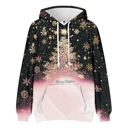 Ymosrh Men's Christmas Hoodies, Casual Graphic Print Hooded Sweatshirts Novelty Printed Xmas Hoodie with Pocket, M-4XL3