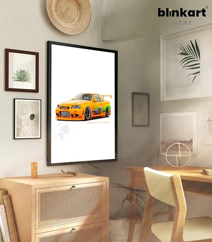 Image of BLINKART Nissan & Toyota Skyline & Supra Framed Posters Gift Items Boys Room Wall Decoration Bedroom Office Studio Synthetic Wood Frame & Acrylic Glass Ready to Hang - 18x12 Inch, (A4 Size) - CAR-268