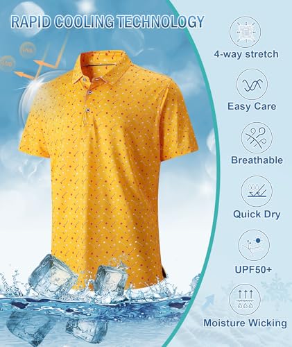 Mens Golf Shirts Short Sleeve Moisture Wicking Dry Fit Performance Athletic Polo Shirt4