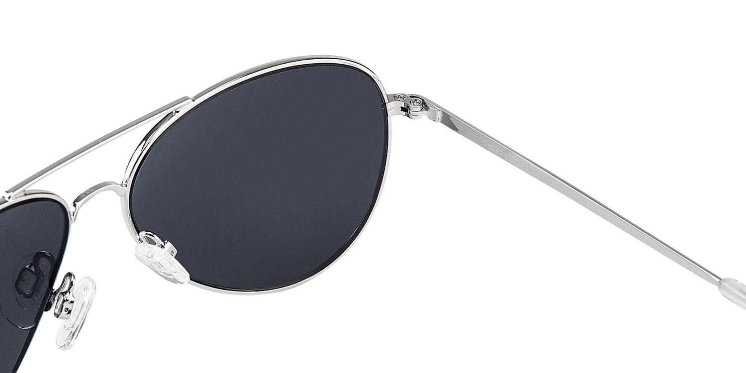 CLANDESTINE - Gafas de Sol Unisex - Colección Pilot - Modelo A10 - Montura de Acero Inoxidable Color Plata - Lentes Polarizado Antirreflejante de Color Plata - Protección UV 400-144x51mm