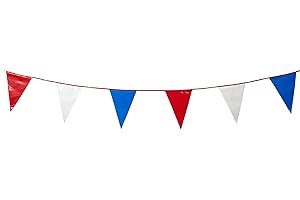 Celebrate in Style with Our 100 Ft Red, White and Blue Triangle Pennant Flags