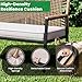Clevich Gartenstuhl aus Korbgeflecht, Gartenbank Rattan, Balkonstühle Metall und Rattan, mit 8 cm dicken Sitzkissen, Sturdy Metal Frame & WPC Armrest, für Terrasse, Garten und Veranda, Beige