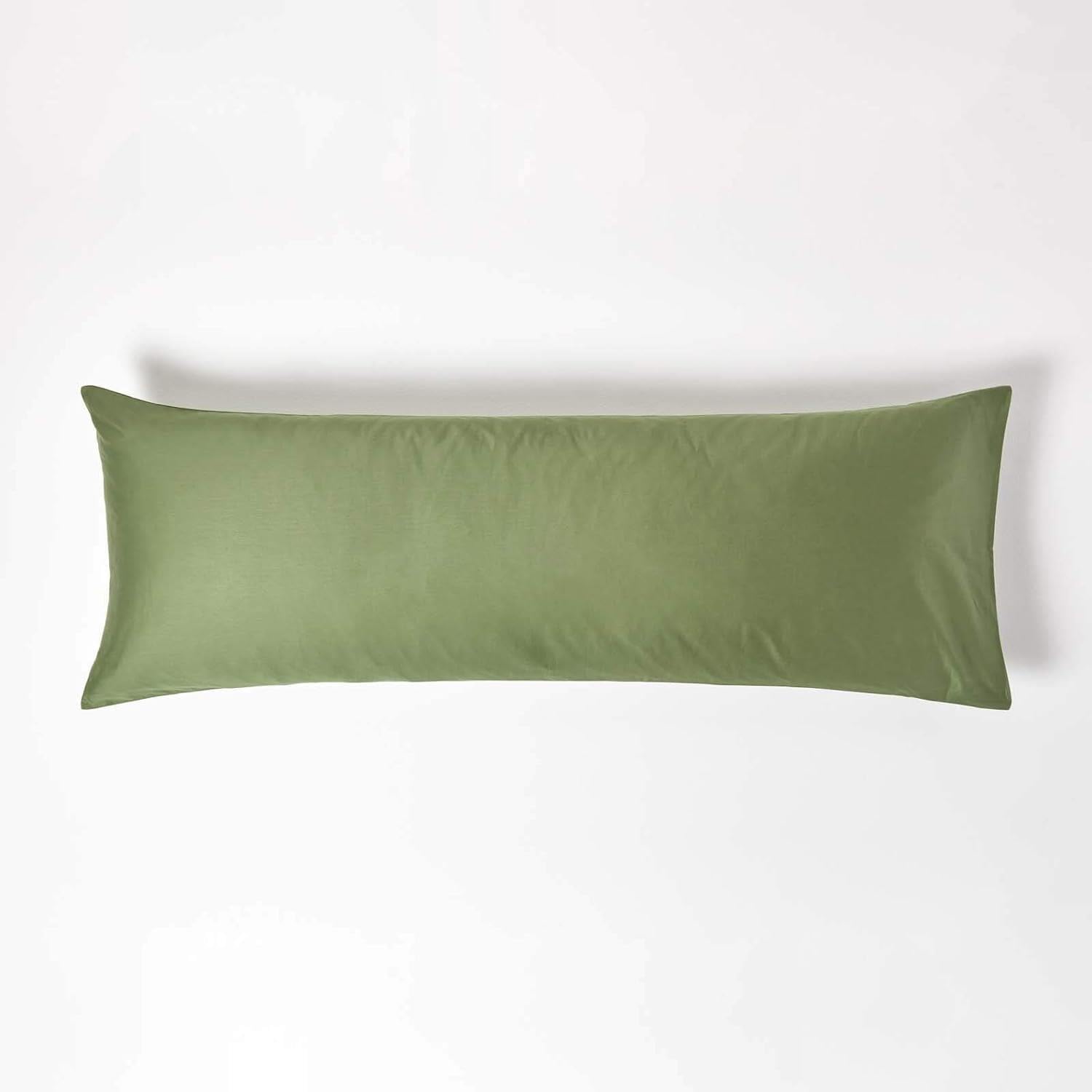 HOMESCAPES Lot de 4 Taie de traversin 50x140 cm en 100% Coton Bio 400 Fils Coloris Vert Mousse