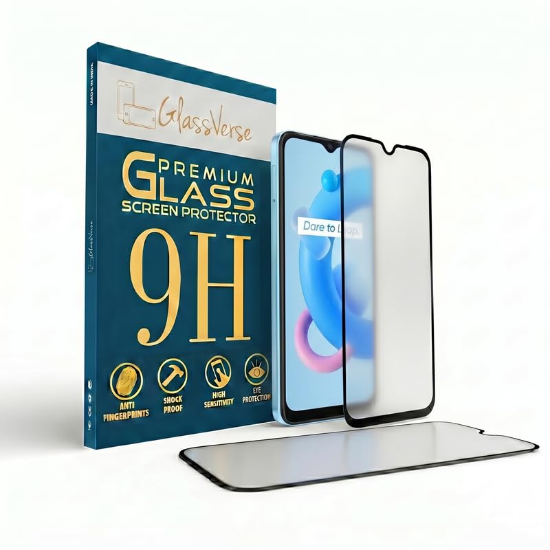 Image of GlassVerse Matte Tempered Glass for Realme C20 | Anti Glare, Smooth Touch Screen Protector, 9H Hardness, Edge to Edge, Case Friendly, Hassle-less Installation Kit Included. (Pack of 2)