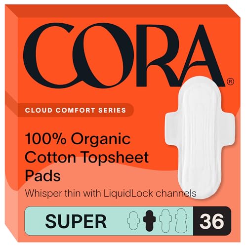 Cora 100% Organic Cotton Topsheet Pads (36 Super Pads)