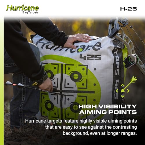 Image of Hurricane 2-Sided High-Velocity Archery Bag Target, High-Visibility Aiming Points, Off-Center Deer Vitals on Back, Heavy-Duty Handle for Easy Transport