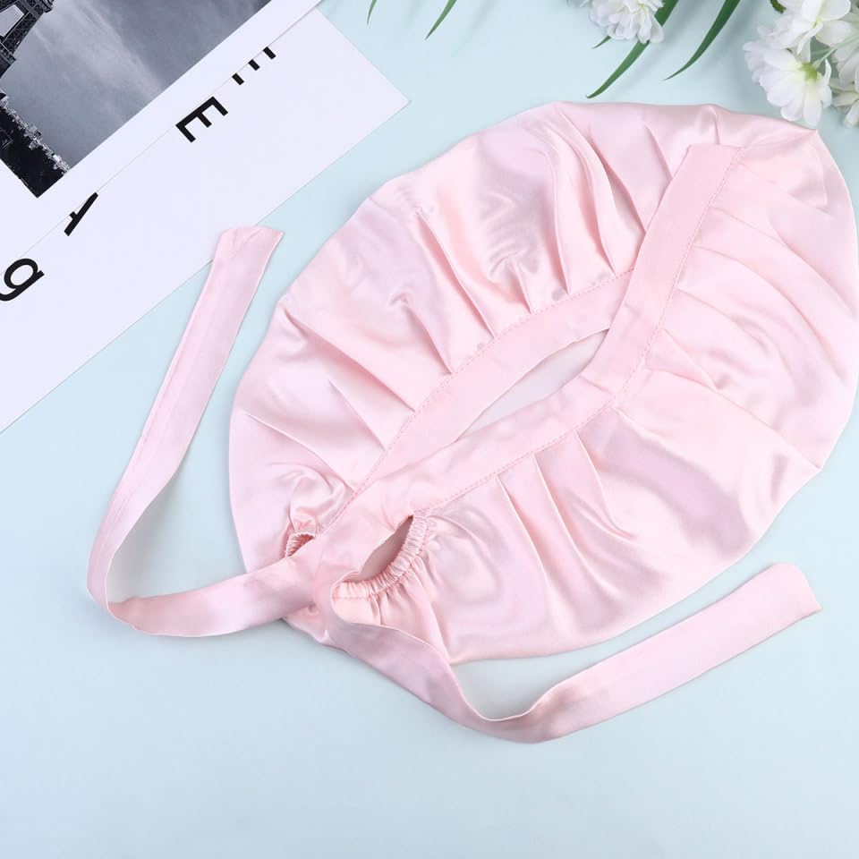 KALLORY Adjustable Silk Sleeping Bonnet for Women Soft Breathable Sleep Cap