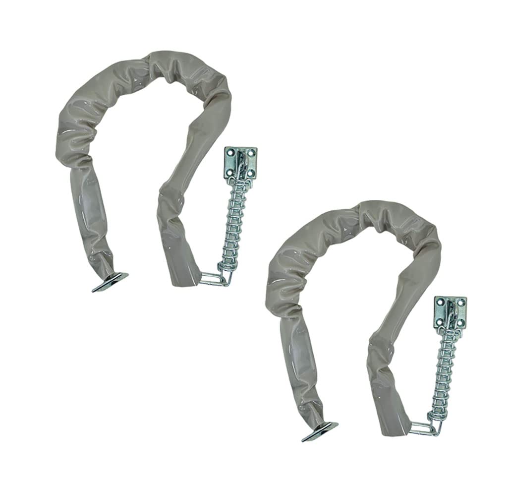 QCAA Lot de 2 chaînes de porte extra lourdes, 64 cm de long, support en zinc moulé sous pression, chrome satiné, crochet en acier, tube en plastique, fabriqué à Taïwan