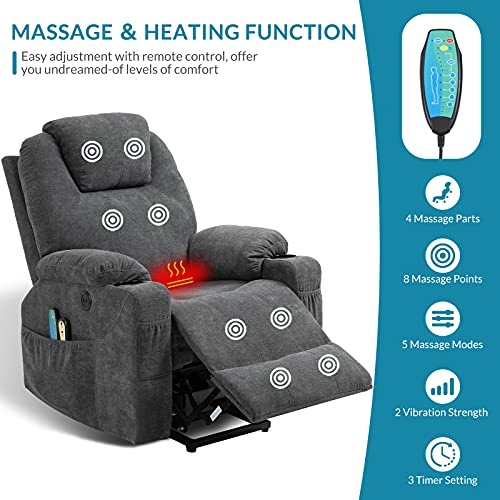 Sillón plegable ergonómico gris con masaje eléctrico miniatura 4