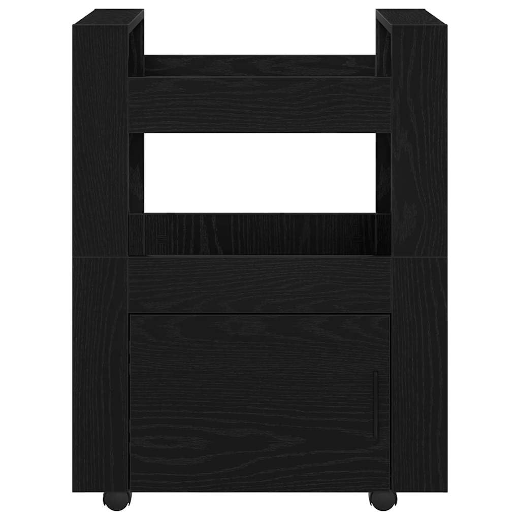 vidaXL Carro de Cocina Roble Negro 60 x 45 x 80 cm | Hecho de madera de ingeniería resistente que va a durar, Se ve elegante y encaja bien en cualquier cocina,