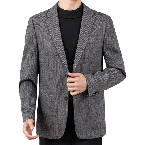 Men's Stylish Thick Blazers Wool Business Winter Suit Jacket Banquet Single Breasted Wrinkle-Resistant Sport Coat