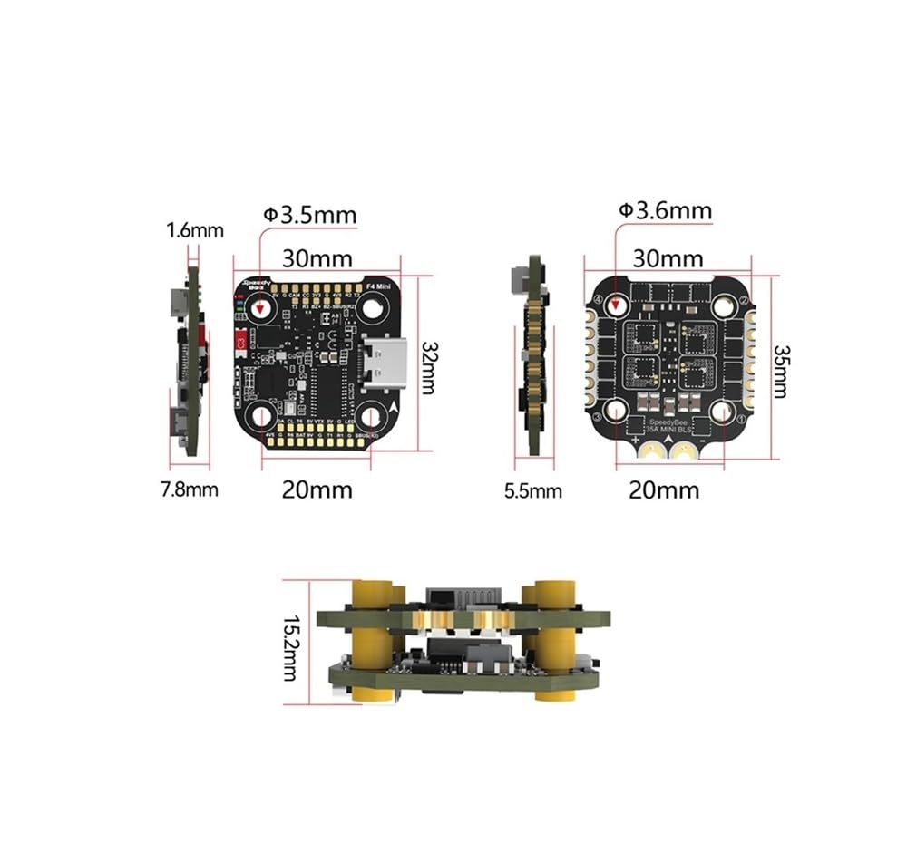1 pz F405 Stack Flight Controller adatto for FPV Racing Drone FC 35A V2 3 6S 20x20 4 in 1 ESC Dual BEC(Stack)