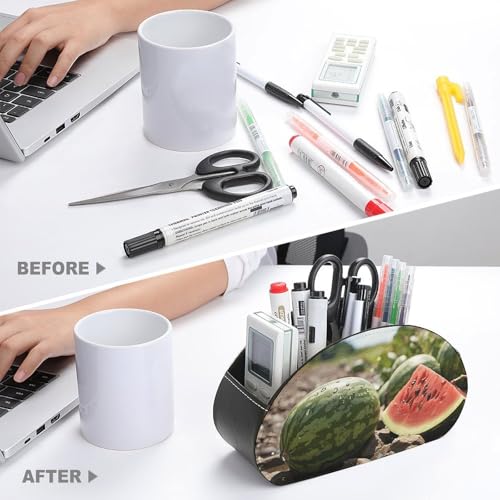 Support de télécommande au sol en similicuir chic avec rangements verticaux - 4