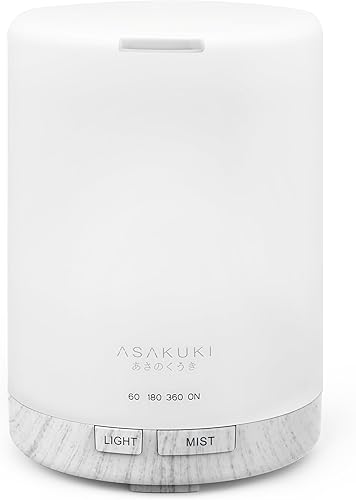 ASAKUKI Difusor de aceite esencial de 10.1fl oz, humidificador silencioso 5 en 1, difusor de aroma natural para el hogar con 7 luces LED que cambian
