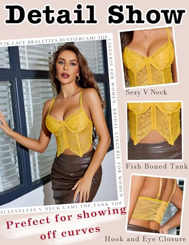 Image of Avidlove Lace Bralettes for Women Y2k Camisole Lingerie Adjustable Strap Crop Top