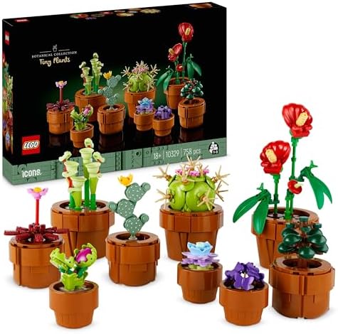 LEGO Botanicals Tiny Plants - 9 Potted Artificial Flowers Set for Indoors incl. Faux Cactuses & Red Anthurium - House Warming Gifts & Home Decor - 10329 - View 3