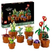 LEGO Botanicals Tiny Plants - 9 Potted Artificial Flowers Set for Indoors incl. Faux Cactuses & Red Anthurium - House Warming Gifts & Home Decor - 10329