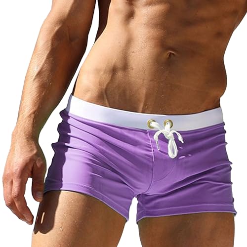 Men's Slim Square Leg Swim Briefs Side Split Quick Drying Beach Swim Trunks Athletic Swimwear Surf Bathing Suit - Main Image