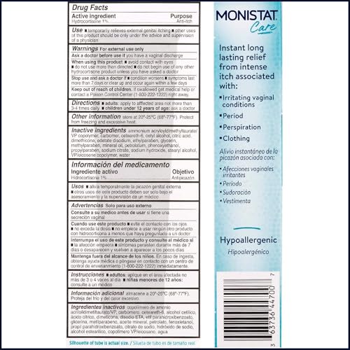 Image of Monistat Instant Itch Relief Cream for Women, Fragrance-Free Formula with Aloe Vera Soothes and Cools Vaginal Itch, 1 Oz (Pack of 3)