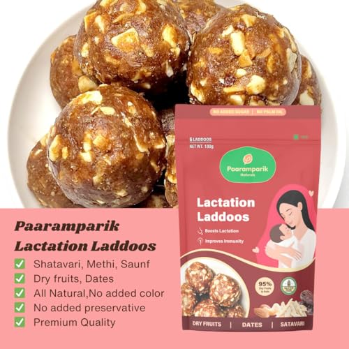 Image of Paaramparik - Lactation Ladoo - Satavari, Saunf, Methi - Enhances Breast Milk Production for Nursing Mothers - Lactation Supplement Supports Postpartum Healing - 180 gms