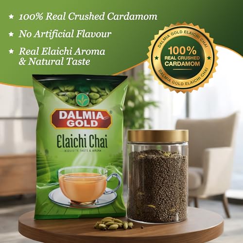 Image of Dalmia Gold Elaichi CTC Tea -200gms Poly Pack | Cardamom Tea | Elaichi Chai with No Artificial Flavours | 100% Vegetarian | Exquisite Taste and Aroma | Pack of 5