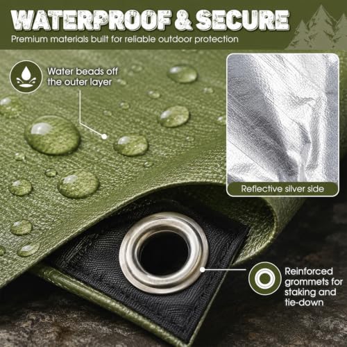 Image of Kingdder 2 Pcs Heavy Duty Emergency Blankets for Survival Camping Blanket Insulated Tarp 60 x 82 Inches Outdoor Waterproof Thermal Reflective Tarp Tent Insulation for Camp Hiking Picnic