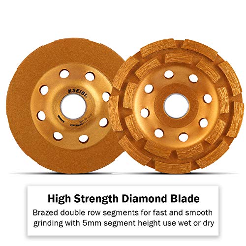 KSEIBI 644030 41/2Inch Double Row Diamond Cup Grinding Wheel Gold for
