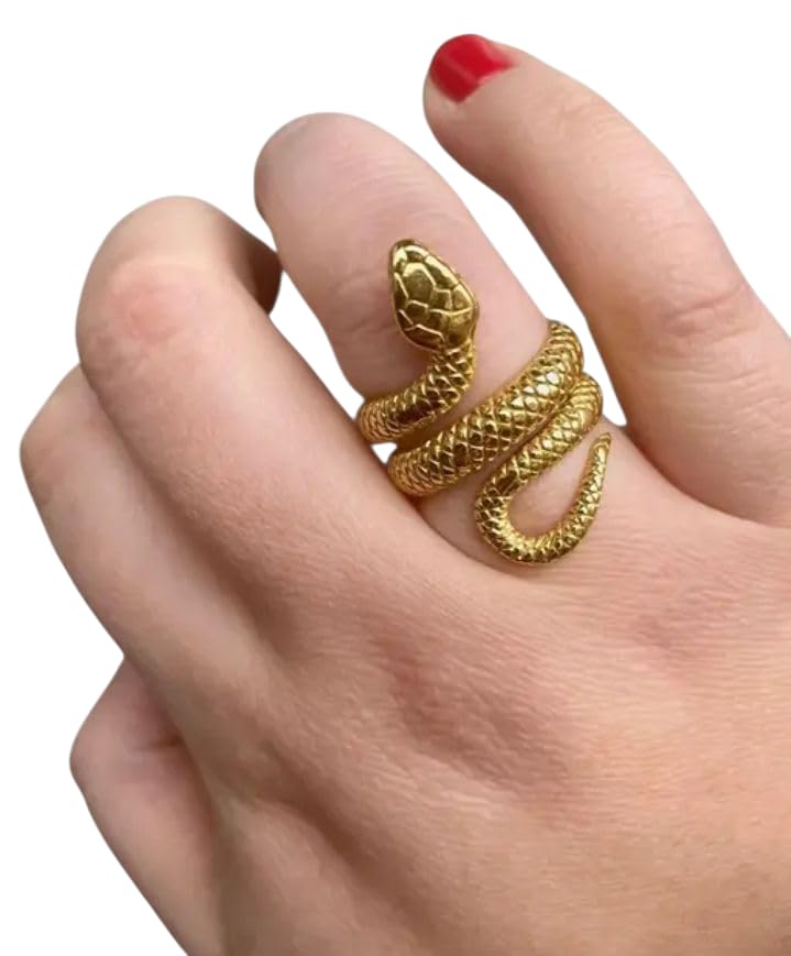 Image of Gothic Snake Rings, Adjustable Open Finger Design, Gold and Silver, Pack of 2