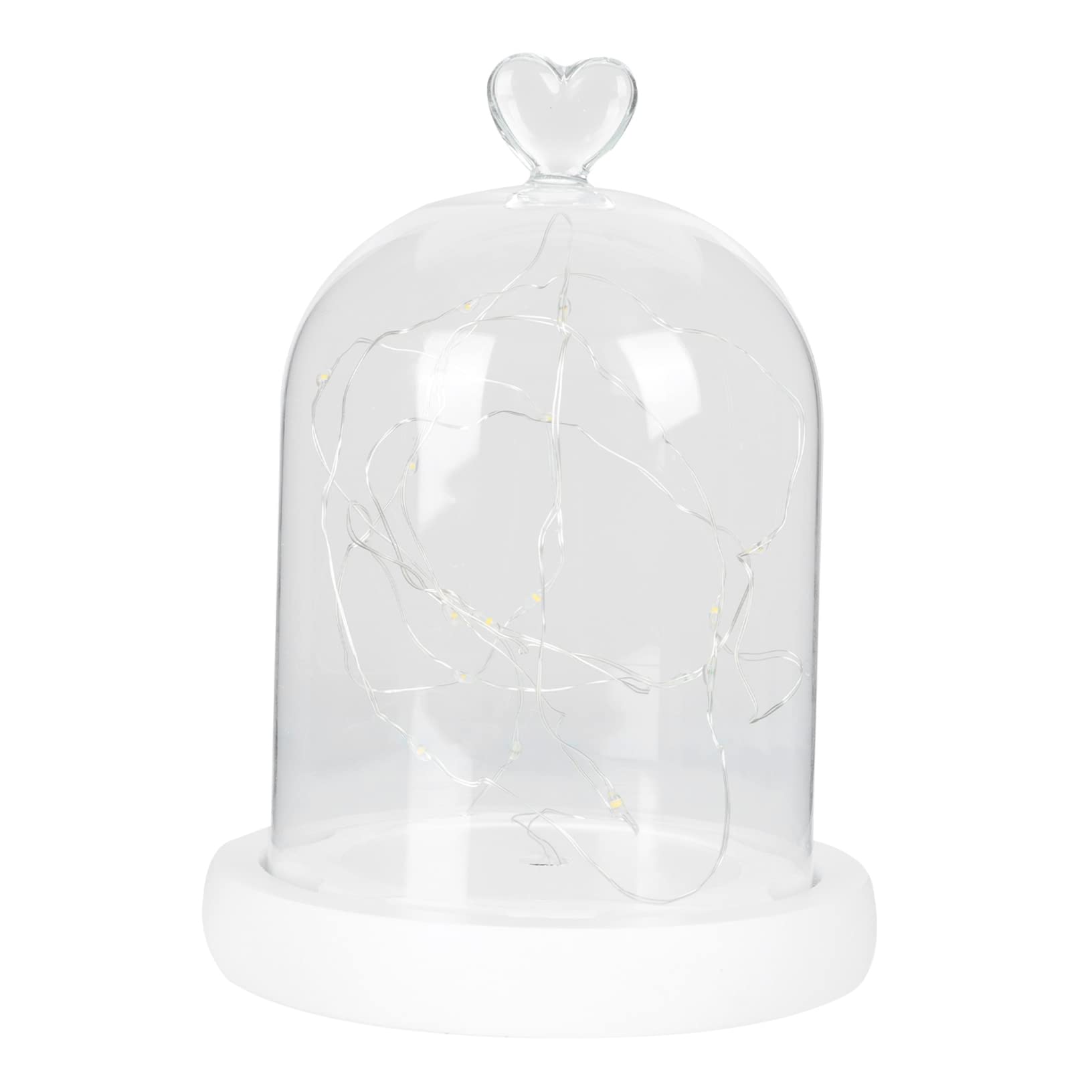 Cabilock 1Pc Fleur Couverture Gâteau Conteneurs Bougie Conteneurs Gâteau Toppers Coeur Affichage Cloche Cloche Cloche en Verre Fleur Cloche avec Lumière Fleurs Éternelles