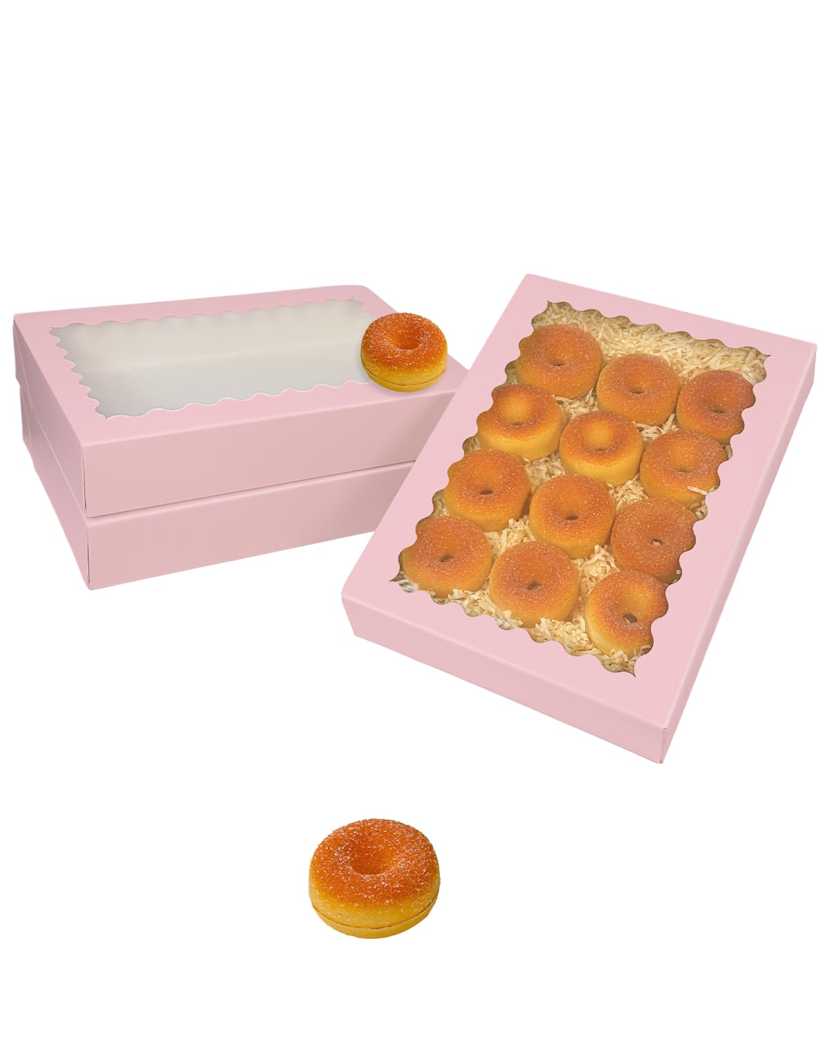 Gcardist Auto-pop Up Pink 35.6x25.4x6.4cm 6Pcs Cookie Box with Window Pastry Macaron Bakery Box For Packaging (14x10x2.5 inch) - Image 3