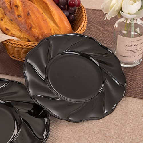 Hioasis 60Pcs Black Plastic Plates & Black Disposable Plates Include 30Pcs Dinner Plates,30Pcs Dessert Plates Perfect For Wedding & Parties #TOP3