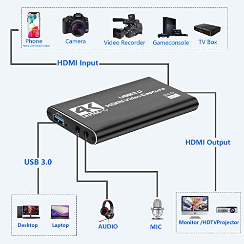 Naivaunsin Capture Card Nintendo Switch, Video Game Capture Card 4K 1080P 60Fps thumb #5